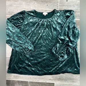 Loft Emerald Green Velvet  Top